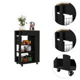 Tuhome Blosson Kitchen Cart with One Storage Drawer, Two Open Shelves, Flexible Fruit Rack, Mobile Prep Station on Four Casters, Compact Rolling Island for Extra Counter Space and Organized Modern Kitchens