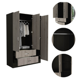 Tuhome Bolton 120 Mirrored Armoire with Metal Hardware, Double Door Cabinet, Two Drawers, Single Door with Mirror, Rods, Modern Storage Solution for Bedroom or Closet