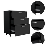 Tuhome Storage Cabinet with Superior Top, Three Spacious Drawers, Mobile Drawer Base with Four Casters and Ergonomic Design for Office, Home Workspace, Organization and Modern Multifunctional Storage Solutions