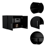 Tuhome Wall Mounted Storage Cabinet with Double Door, Three Interior Shelves, Lockable Design for Office, Garage, Laundry or Utility Room Organization, Modern Space-Saving Wall Cabinet for Secure and Practical Storage
