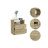 Napoles Nightstand, Superior Top, Two Drawers, One Shelf