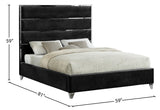 Zuma Velvet Contemporary Bed - Chic Upholstered Design with Chrome Accents for Modern Bedrooms