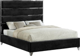Zuma Velvet Contemporary Bed - Chic Upholstered Design with Chrome Accents for Modern Bedrooms
