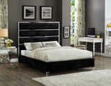 Zuma Velvet Contemporary Bed - Chic Upholstered Design with Chrome Accents for Modern Bedrooms