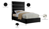 Zuma Velvet Contemporary Bed - Chic Upholstered Design with Chrome Accents for Modern Bedrooms