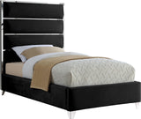 Zuma Velvet Contemporary Bed - Chic Upholstered Design with Chrome Accents for Modern Bedrooms