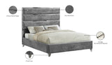 Zuma Velvet Contemporary Bed - Chic Upholstered Design with Chrome Accents for Modern Bedrooms