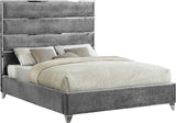 Zuma Velvet Contemporary Bed - Chic Upholstered Design with Chrome Accents for Modern Bedrooms