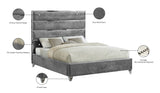 Zuma Velvet Contemporary Bed - Chic Upholstered Design with Chrome Accents for Modern Bedrooms