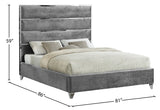 Zuma Velvet Contemporary Bed - Chic Upholstered Design with Chrome Accents for Modern Bedrooms