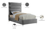 Zuma Velvet Contemporary Bed - Chic Upholstered Design with Chrome Accents for Modern Bedrooms