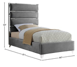 Zuma Velvet Contemporary Bed - Chic Upholstered Design with Chrome Accents for Modern Bedrooms