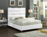 Zuma Velvet Contemporary Bed - Chic Upholstered Design with Chrome Accents for Modern Bedrooms
