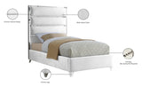 Zuma Velvet Contemporary Bed - Chic Upholstered Design with Chrome Accents for Modern Bedrooms