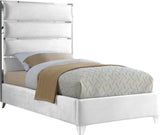Zuma Velvet Contemporary Bed - Chic Upholstered Design with Chrome Accents for Modern Bedrooms