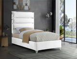 Zuma Velvet Contemporary Bed - Chic Upholstered Design with Chrome Accents for Modern Bedrooms