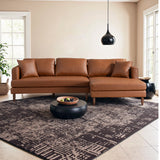 Blake L-Shaped Cognac Vegan Leather Sectional Sofa Right Facing