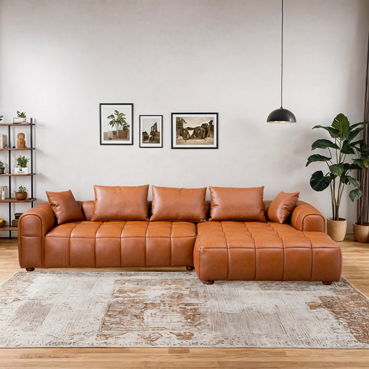 Clark Sectional Right Sofa - Cognac Leather