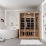 Maldives 3- Person Indoor Hemlock Wooden Carbon FAR Infrared Home Sauna Room with LED Touch Control Panel and Heater