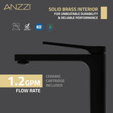 ANZZI Ultra-Modern Vessel Sink Faucet, Single Hole High Arc Spout (9.76" H), 1.2 GPM Water-Saving, Durable Brass Construction, Rhino-Alloy Certified, Various Finishes