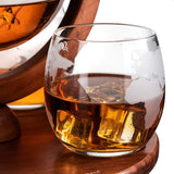 Etched World Decanter Whiskey Globe With Antique Airplane Inside