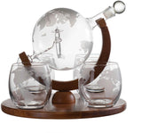 Etched World Decanter Whiskey Globe With Antique Airplane Inside
