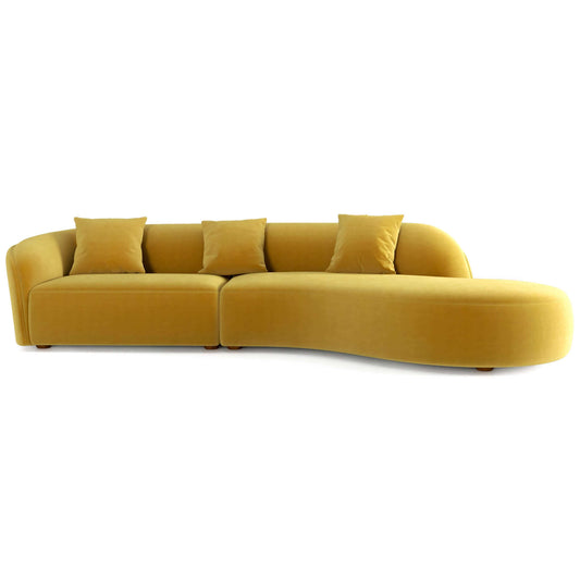 Elijah Gold Japandi Style Curvy Sectional Sofa 126"