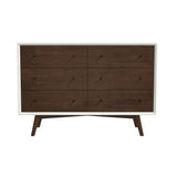 Caroline Mid-Century Modern White Dresser 6 Drawer