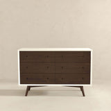 Caroline Mid-Century Modern White Dresser 6 Drawer