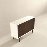 Caroline Mid-Century Modern White Dresser 6 Drawer