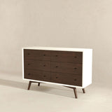 Caroline Mid-Century Modern White Dresser 6 Drawer
