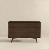 Caroline Mid Century Modern Walnut Dresser 6 Drawer