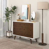 Caroline Mid-Century Modern White Dresser 6 Drawer