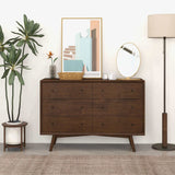 Caroline Mid Century Modern Walnut Dresser 6 Drawer