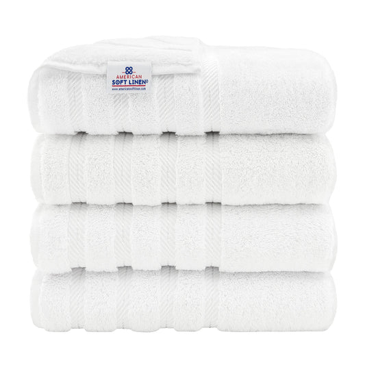 American Soft Linen 100% Cotton Turkish Towels for Bathroom, 4 Pack Bath Towel Set, Super Soft, Extra Large Bath Towels