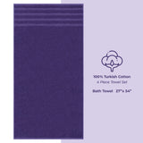 4 Piece 100% Cotton Turkish Bath Towel - 6 Set Case Pack