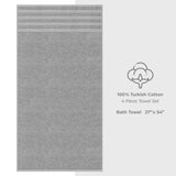 4 Piece 100% Cotton Turkish Bath Towel - 6 Set Case Pack