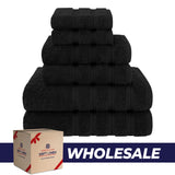 6 Piece 100% Cotton Turkish Bulk Bath Towels - Wholesale Premium Towel Sets - 10 Set Case Pack