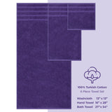 6 Piece 100% Cotton Turkish Bulk Bath Towels - Wholesale Premium Towel Sets - 10 Set Case Pack
