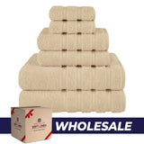 6 Piece 100% Cotton Turkish Bulk Bath Towels - Wholesale Premium Towel Sets - 10 Set Case Pack