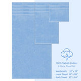 6 Piece 100% Cotton Turkish Bulk Bath Towels - Wholesale Premium Towel Sets - 10 Set Case Pack