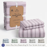 Wholesale 100% Washed Cotton Percale Duvet Cover Set – 200TC Yarn-Dyed Striped Hotel Bedding Set