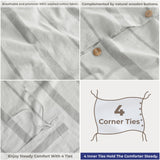 Wholesale 100% Washed Cotton Percale Duvet Cover Set – 200TC Yarn-Dyed Striped Hotel Bedding Set