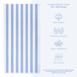 Cabana Striped Oversized Premium Cotton Beach Towel 30x60" - 32 Set Case Pack
