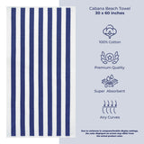 Cabana Striped Premium Beach Towels, Premium Cotton, 30x60 Inches, Soft, Absorbent, Sand Free Swim Towels