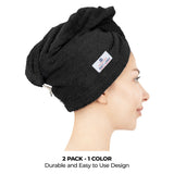American Soft Linen 100% Cotton Hair Drying Towels for Women, 2 Pack Head Towel Cap - 75 Set Case Pack