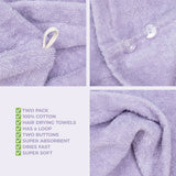 American Soft Linen 100% Cotton Hair Drying Towels for Women, 2 Pack Head Towel Cap - 75 Set Case Pack