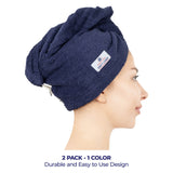 American Soft Linen 100% Cotton Hair Drying Towels for Women, 2 Pack Head Towel Cap - 75 Set Case Pack