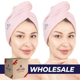 American Soft Linen 100% Cotton Hair Drying Towels for Women, 2 Pack Head Towel Cap - 75 Set Case Pack