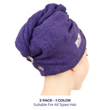 American Soft Linen 100% Cotton Hair Drying Towels for Women, 2 Pack Head Towel Cap - 75 Set Case Pack